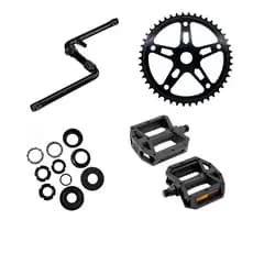 Kit Aro 24/26 Relação Pedivela + Coroa + Jogo Centro Esfera + Pedal Plataforma Nylon Rosca Fina