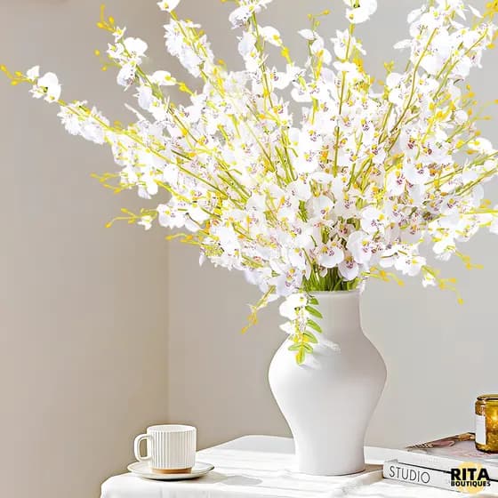 Kit5 Kit10 Flores Artificials Branco 95cm Orquídea Dançante Arranjos De Planta Artificial Para Decoração De Ambientes