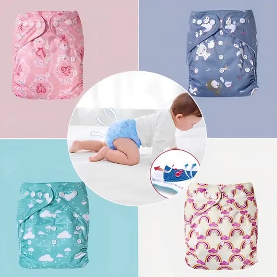 Fralda Ecológica Lavável E Reutilizável Para Bebês Com Material Impermeável Ajustável