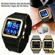 Relógio Masculino À Prova D'Água Relógios Dual Time Esportivas Clássico Quadrado Multifunções