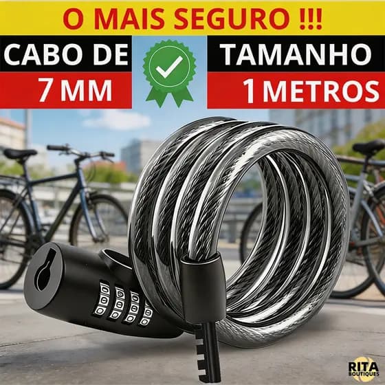 Corrente Cadeado Trava Cabo de Aço com Senha Grosso de Bicicleta Bike Moto