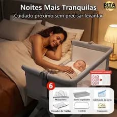 Berço Balanço Portátil Moisés Co-bed Altura Ajustável Com Mosquiteiro e Cesto Para Bebês Até 4 Anos