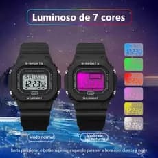 Relógio Digital LED De Silicone À Prova D'água Cronômetro De Pulso De Borracha Esportiva