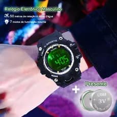 Relógio Digital Masculino À Prova D'água 50m Esportivo Resistente Cronômetro Alarme S801A