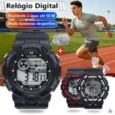 Relógio Masculino Digital Militar Esportivo Resistente À Água Cronômetro LED Pulseira De Silicone