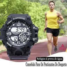 Relógio Masculino Digital Esportivo À Prova D'Água Com Cronômetro Alarme Silicone Led Original S815