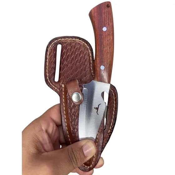 Faca Mini Campeira Reta Couro Inox Abridor de Garrafas