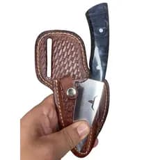 Faca Mini Campeira Reta Couro Inox Artesanal Boiadeiro