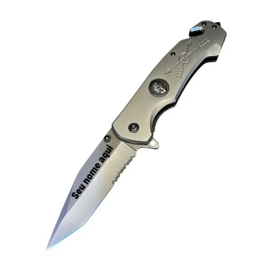 Canivete Tatico Semiautomatico Seu Nome Personalizado