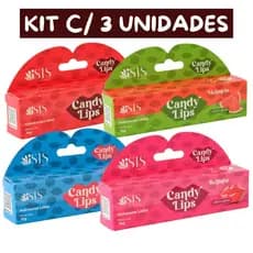 KIT 3 Hidratante Labial tipo Carmed Candy Lips ISIS Makeup
