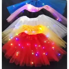Saia Tule com Luz Led Brilho Colorido Festa Fantasia Diversas Cores