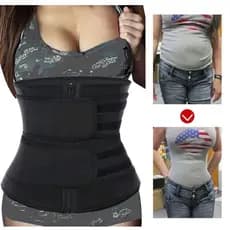 Cinta feminina cintura emagrecer modeladora zíper queima gordura fitness treino