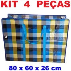 Kit 4 Sacola Bolsa Feira GRANDE 80x60x26 Sacoleira Mudança Viagem