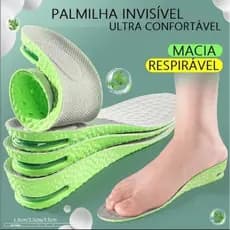Palmilha Verde Aumento Altura Gel Espuma Anti Odor Conforto Ajustável Ortopédica Unissex