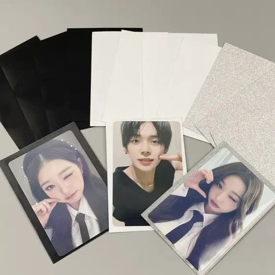 Manga De Cartão De 50pcs Fosca Preta Branca Prateada Kpop Photocard Protector Card Decoração De Filme
