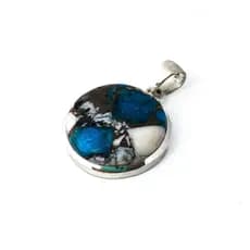 Pingente  Feminino Turquesa Oyster Redondo Prata 925 Turquesa