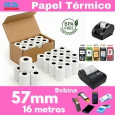 Papel para maquina de cartao e mini impressora termica 57mm cor Branca
