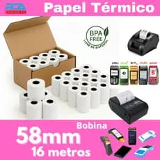 Papel Bobina Térmica para mini impressora 58mm e maquininha de cartão