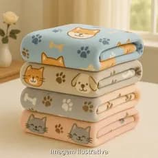 2 Manta Pet Cobertor Estampado ou Cor Lisa - Cachorro e Gato 0,85x0,95