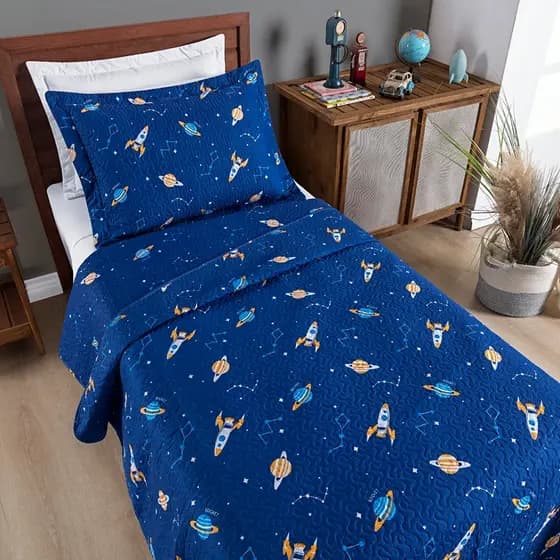 Kit Cobre Leito Colcha Bouti Solteiro 2 Peças Infantil Menino Lindas Estampas