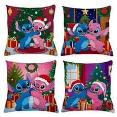 Kit Com 4 Capas Para Almofadas Natalinas Natal Decorativas De Sofá