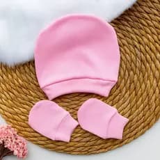 Kit Touca e Luva Canelado Bebe Recem Nascido Saída Maternidade Enxoval Menino Menina
