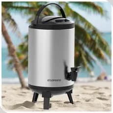 Garrafa Termica Botijão Inox 4L Com Pé Alça Torneirinha Preto Bebida Soprano