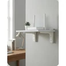 Prateleira Suspensa Porta Modem Branco 20x24cm  Com Suporte Decoração
