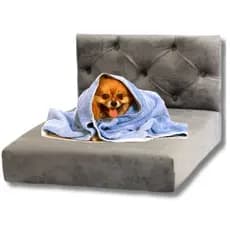 Cama Pet Super Confortável Com Cabeceira Para Gato Cachorro Alta Qualidade Suede Cinza 50cmx60cm