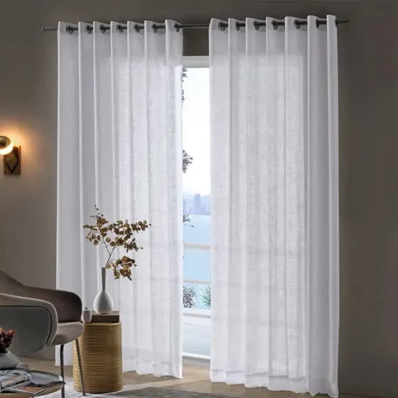 Cortina Rústica Tecido Decorativo Bella Janela Cortina Longa Linhão 4,20x2,50 Branca