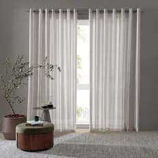 Cortina Longa Duplex Decorada Bella Janela Tecido Decorativo Com Forro 4,20mx2,30m Areia