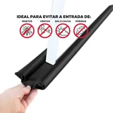 Kit com 2 Peças Veda Porta Duplo Para Casa Ajustável Contra Formigas Baratas Impermeável 90cm Preto