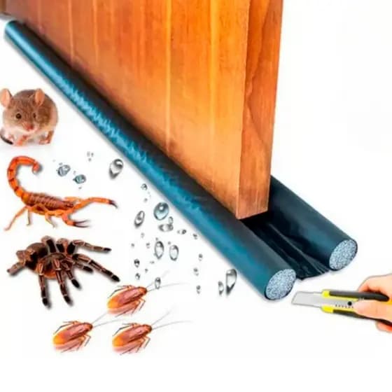 Kit 10 Veda Porta Atacado Anti Inseto Poeira Vento Vedação Porta Impermeável Fácil Instalar Preto