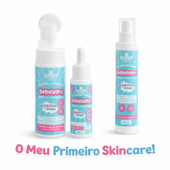 Kit Skin Care Infantil Bio Instinto Bebelinho Algodão Doce (3 Produtos)