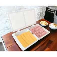 Porta Frios Queijo Presunto Vasilha Potinho Mussarela Tampa 2 Divisórios Mantimentos Conserva a Temperatura ou Porta Treco Pratico e Resistente