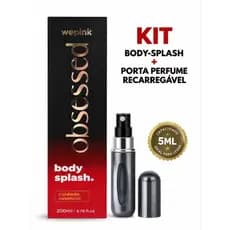 Kit Body Splash 200ml + Porta Perfume Recarregável 5ml | Perfume Feminino + Frasco Portátil
