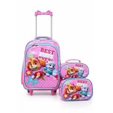 Kit Mochila Patrulha Canina- Skye Mochila Infantil com Rodinhas + Lancheira + Estojo Escolar Kit Completo