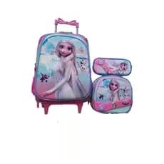 Kit Mochila Infantil Escolar Frozen-Elsa com Rodinhas + Lancheira + Estojo