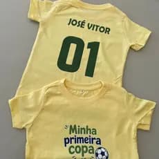 Camiseta Infantil Minha Primeira Copa Personalizada com Nome e Número 10 – Envie o Nome em Até 2 Horas Após a Compra