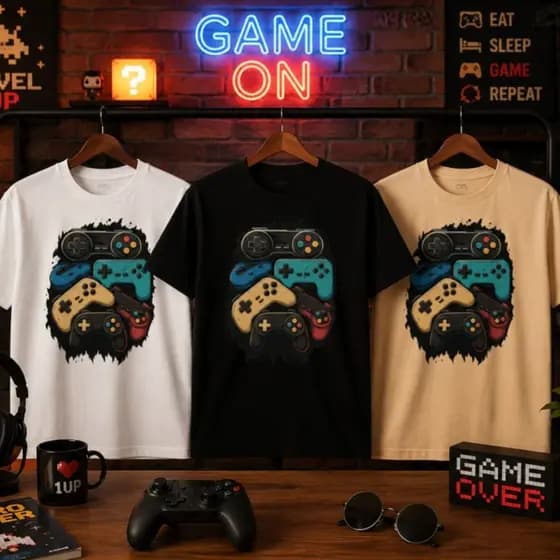 Camiseta Gamer Unissex Controles Premium Casual Moderna