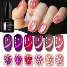 MEET ACROSS 7ml Gato Roxo Gel Magnético Unha Polonês Geléia Vidro Grânulo Efeito Semi Permanente UV Verniz Emb