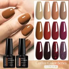 MEET ACROSS 7ml Coffee Color 7ML Nail Gel Polish Varnish Semi Permanent Manicure Art UV