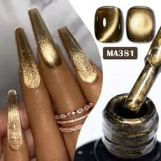MEET ACROSS 7ml Gel Magnético Para Unhas Com Glitter Dourado , Efeito Olho De Gato , De Imersão LED UV Semipermanent
