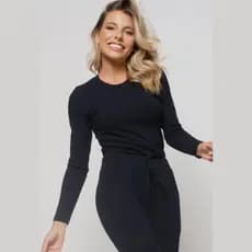 Blusa Malha Canelada Manga Longa  - Cores Variadas