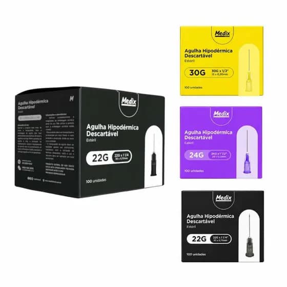 Kit 100 Agulhas Hipodérmicas 30x0,70mm + 100 Agulhas Á Escolher