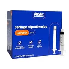 Seringa 5ml Bico Luer Lock Medix - Cx C/100 Un