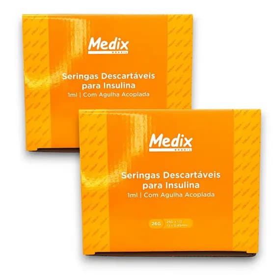 Seringa Insulina 1ml C/Agulha Removível 13x0,45 - Kit 200 Unidades
