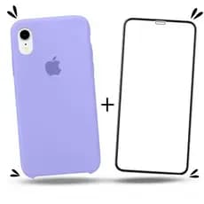 Case Silicone Aveludada + Película Vidro 3D Full Cover iPhone XR Kit 2em1