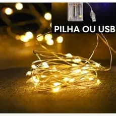 Fio de Fada Cordão De 100 Leds 10metros e Pilha e USB Pisca Pisca Luzinha Natal Led Colorido Luizinha Natalina