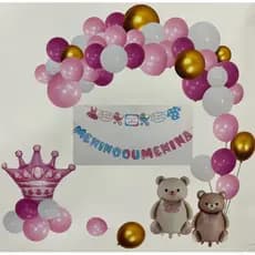 kit Balão + Faixa Menino Ou Menina Chá Revelação 21 pçs Balão Decoração Bexigas  Balão Para Chá Revelaçãol